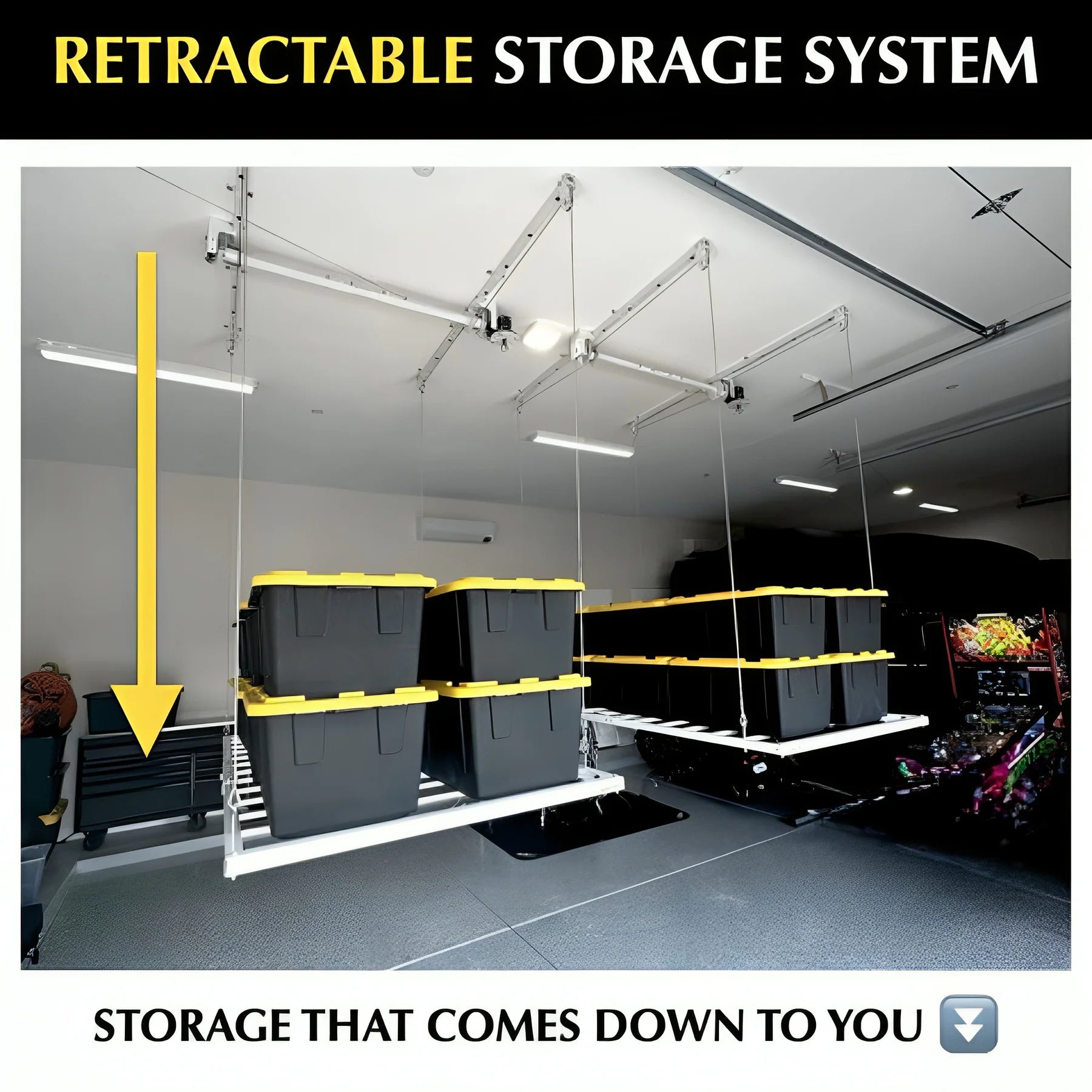 Retractable Garage Ceiling Storage Lift – 2.4m x 1.2m (315kg Capacity)